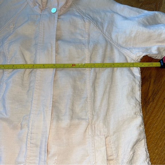 Chico's Jacket Women's 1 US Medium Pink Linen Cutwork Topper 3/4 Sleeves - Picture 7 of 13